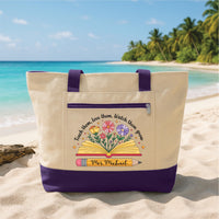 Teacher Appreciation Tote Bag with Zipper, Personalized Teacher Name Bag, Custom Classroom Gift, Back to School Gift, Work Travel Tote