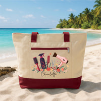 Hair Stylist Tote Bag with Zipper, Personalized Hairdresser Name Bag, Custom Salon Gift, Cosmetologist Gift, Work Travel Beauty Tote