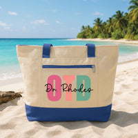 Occupational Therapy Tote Bag with Zipper, Personalized OTD Name Bag, OT Doctor Gift, Therapist Work Tote, Occupational Therapist Gift