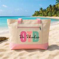 Occupational Therapy Tote Bag with Zipper, Personalized OTD Name Bag, OT Doctor Gift, Therapist Work Tote, Occupational Therapist Gift