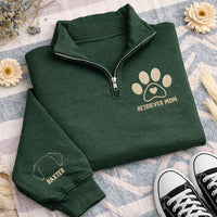 Custom Dog Breed Embroidered Quarter Zip Sweatshirt, Personalized Pet Mom Pullover, Retriever Mom Gift, Dog Lover Cozy Apparel