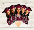 Custom Face Fans With Wooden Handle, Graduation Head, Grad Face Fans, Class of 2026 Head Fans, Graduation Faces on a Stick