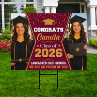 Photo Graduation Yard Sign, Custom Personalized Congrats Decor, Class of 2026, Graduation 2026, School Lawn Sign with Name Photo