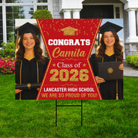 Photo Graduation Yard Sign, Custom Personalized Congrats Decor, Class of 2026, Graduation 2026, School Lawn Sign with Name Photo