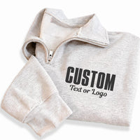 Custom Embroidered Quarter Zip Sweatshirt, Personalized Text or Logo Pullover, Business Team Hoodie Gift, Custom Apparel Wear