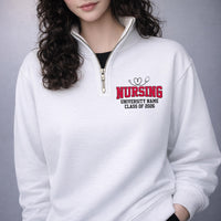 Custom Nursing Embroidered Quarter Zip Sweatshirt, Class of 2026 Nursing Student Gift, Personalized University Name College Grad Gift