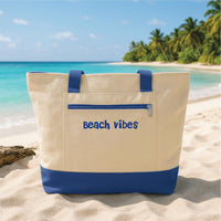 Personalized Embroidered Zipper Tote Bag Custom Name Tote Bag, Funny Saying Tote Bag, Bridesmaid Gift, Beach Bag Gift for Her