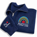 Maestra Embroidered Quarter Zip Sweatshirt, Personalized Spanish Teacher Pullover, Custom Name Sleeve, Teacher Appreciation Gift