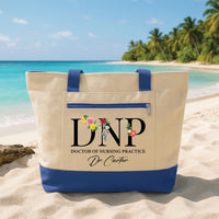 DNP Tote Bag with Zipper, Personalized Nurse Doctor Bag, Custom Doctor of Nursing Practice Gift, Nursing Graduation Gift, Work Tote