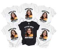 Custom Birthday Photo Shirt, Personalized Birthday Crew Shirt, 40th Birthday Shirt, Family Party Tee, Matching Birthday Gift for Women Gifts