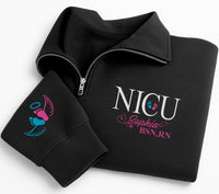 Custom NICU Embroidered Quarter Zip Sweatshirt, Personalized Nurse Pullover, Neonatal Nurse Gift Quarter Zip Sweater