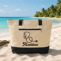Personalized Nurse Tote Bag with Zipper, Custom Name Stethoscope Canvas Bag, Medical Nurse Gift, Healthcare Worker Work Essentials Tote