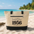 Personalized Birthday Tote Bag with Zipper, Custom Year Limited Edition Canvas Bag, Milestone Birthday Gift for Women Travel Beach Tote