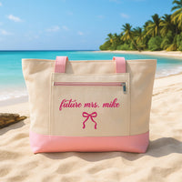 Personalized Embroidered Future Mrs Tote Bag Custom Bride Tote Bag, Bachelorette Gift, Bridal Shower Gift, Engagement Beach Bag