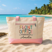 Front Office Squad Tote Bag with Zipper, Personalized Medical Office Gift, Custom Name Receptionist Bag, Healthcare Worker Gift Tote