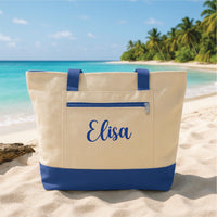 Personalized Embroidered Monogram Tote Bag Custom Initial Tote Bag, Beach Tote Gift, Bridesmaid Gift, Travel Tote, Vacation Bag