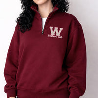 Custom Team Embroidered Quarter Zip Sweatshirt, Personalized School Mascot Pullover, Sports Team Spirit Wear Gift Apparel