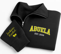 Abuela Embroidered Quarter Zip Sweatshirt, Personalized Grandma Pullover, Hispanic Grandma Gift, Custom Nana Sweater