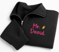 Teacher Embroidered Quarter Zip Sweatshirt, Personalized Teacher Pullover, Custom Educator Gift, Back To School Sweater