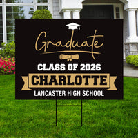 Personalized Graduation Senior Yard Sign 2026, Senior Grad Sign, Class of 2026, Custom Graduation 2026 Yard Sign with Metal H-Stake