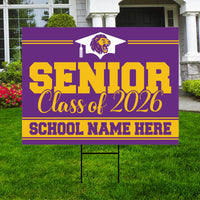 Personalized Senior Graduation Yard Sign 2026 with Mascot - Grad Sign, Class of 2026, Custom Graduation 2026 Yard Sign with Metal H-Stake