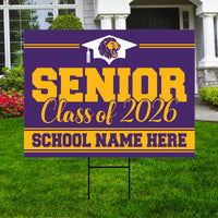Personalized Senior Graduation Yard Sign 2026 with Mascot - Grad Sign, Class of 2026, Custom Graduation 2026 Yard Sign with Metal H-Stake