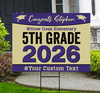 Personalized 5th Grade Graduation Yard Sign 2026, Custom Name School Sign, Elementary Graduation Lawn Decoration, Class of 2026 Yard Sign