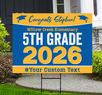 Personalized 5th Grade Graduation Yard Sign 2026, Custom Name School Sign, Elementary Graduation Lawn Decoration, Class of 2026 Yard Sign