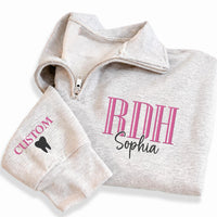 Custom Dental Hygienist Embroidered Quarter Zip Sweatshirt, RDH Pullover, Personalized Dental Assistant Gift Wear