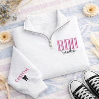 Custom Dental Hygienist Embroidered Quarter Zip Sweatshirt, RDH Pullover, Personalized Dental Assistant Gift Wear