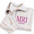 MRI Tech Embroidered Quarter Zip Sweatshirt, Personalized MRI Technologist Pullover, Radiology Worker Gift Wear