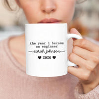 Engineer Graduation Mug, Custom Name Coffee Mug, Class of 2026 Gift, Personalized Engineering Graduate Mug, College Grad Cup