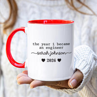 Engineer Graduation Mug, Custom Name Coffee Mug, Class of 2026 Gift, Personalized Engineering Graduate Mug, College Grad Cup