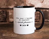 Engineer Graduation Mug, Custom Name Coffee Mug, Class of 2026 Gift, Personalized Engineering Graduate Mug, College Grad Cup