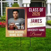 Personalized College Bound 2030 Yard Sign with Photo, School Name, Custom Graduate College University Bound Yard Sign with Metal H-Stake
