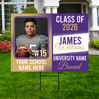 Personalized College Bound 2030 Yard Sign with Photo, School Name, Custom Graduate College University Bound Yard Sign with Metal H-Stake