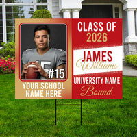 Personalized College Bound 2030 Yard Sign with Photo, School Name, Custom Graduate College University Bound Yard Sign with Metal H-Stake