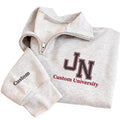 Custom College Embroidered Quarter Zip Sweatshirt, Personalized University Pullover, Graduation Gift for Girls Alumni Outfit Apparel