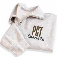 Custom PCT Embroidered Quarter Zip Sweatshirt, Personalized Patient Care Tech Pullover, Healthcare Worker Gift Technician Apparel