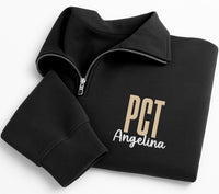 Custom PCT Embroidered Quarter Zip Sweatshirt, Personalized Patient Care Tech Pullover, Healthcare Worker Gift Technician Apparel