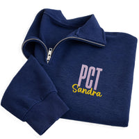 Custom PCT Embroidered Quarter Zip Sweatshirt, Personalized Patient Care Tech Pullover, Healthcare Worker Gift Technician Apparel
