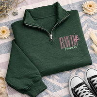 Personalized Dance Team Embroidered Quarter Zip Sweatshirt, Custom Dancer Name Pullover, Ballet Dance Team Gift Apparel Outfit