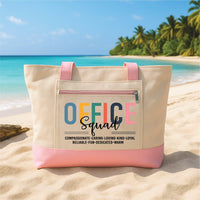 Office Squad Tote Bag with Zipper, Coworker Gift Office Staff Bag, Administrative Assistant Gift, Team Appreciation Work Travel Tote Bag