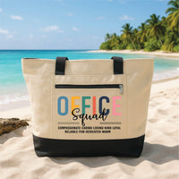 Office Squad Tote Bag with Zipper, Coworker Gift Office Staff Bag, Administrative Assistant Gift, Team Appreciation Work Travel Tote Bag