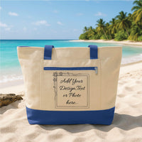 Custom Design Tote Bag with Zipper, Personalized Logo or Photo Tote, Business Branding Gift, Event Giveaway Bag, Work Travel Custom Tote