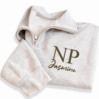 Personalized NP Nurse Embroidered Quarter Zip Sweatshirt, Custom Nurse Practitioner Pullover, Medical Gift for NP Healthcare Apparel