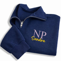 Personalized NP Nurse Embroidered Quarter Zip Sweatshirt, Custom Nurse Practitioner Pullover, Medical Gift for NP Healthcare Apparel