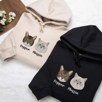 Custom Pet Portrait Embroidered Sweatshirt Cat Mom Hoodie, Cat Lover Shirt, Personalized Pet Memorial Gift, Cozy Cat Birthday Gift for Women