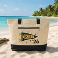 Graduation Tote Bag with Zipper, Custom College Grad Beach Bag, Personalized Class of 2026 Gift, Senior Graduation Tote