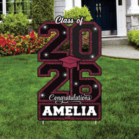 Personalized Class of 2026 Yard Sign, Custom Name Graduation Decoration, Congrats Grad Outdoor Lawn Sign with Stakes